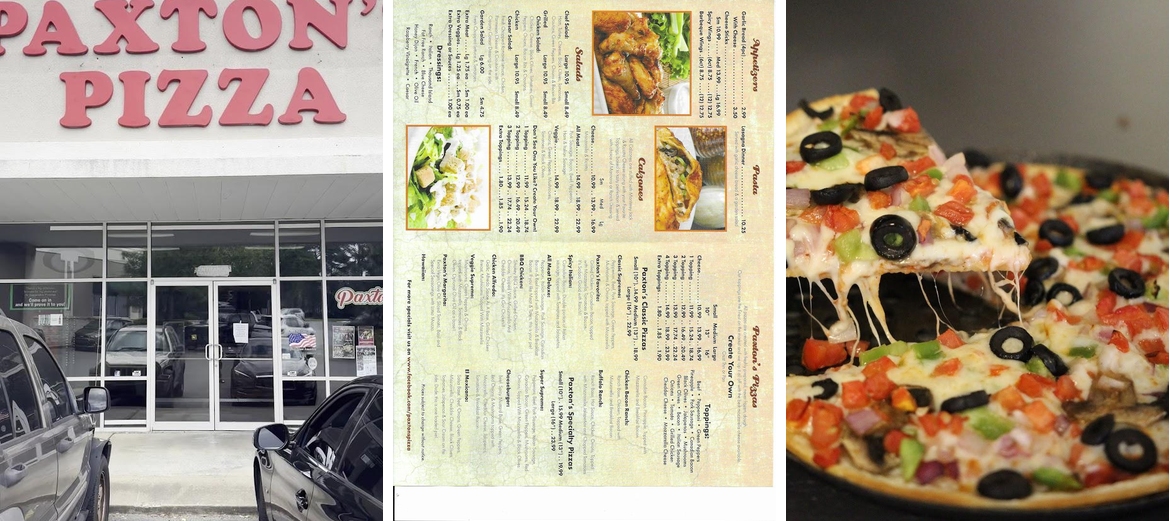 Paxton's Pizza Menu